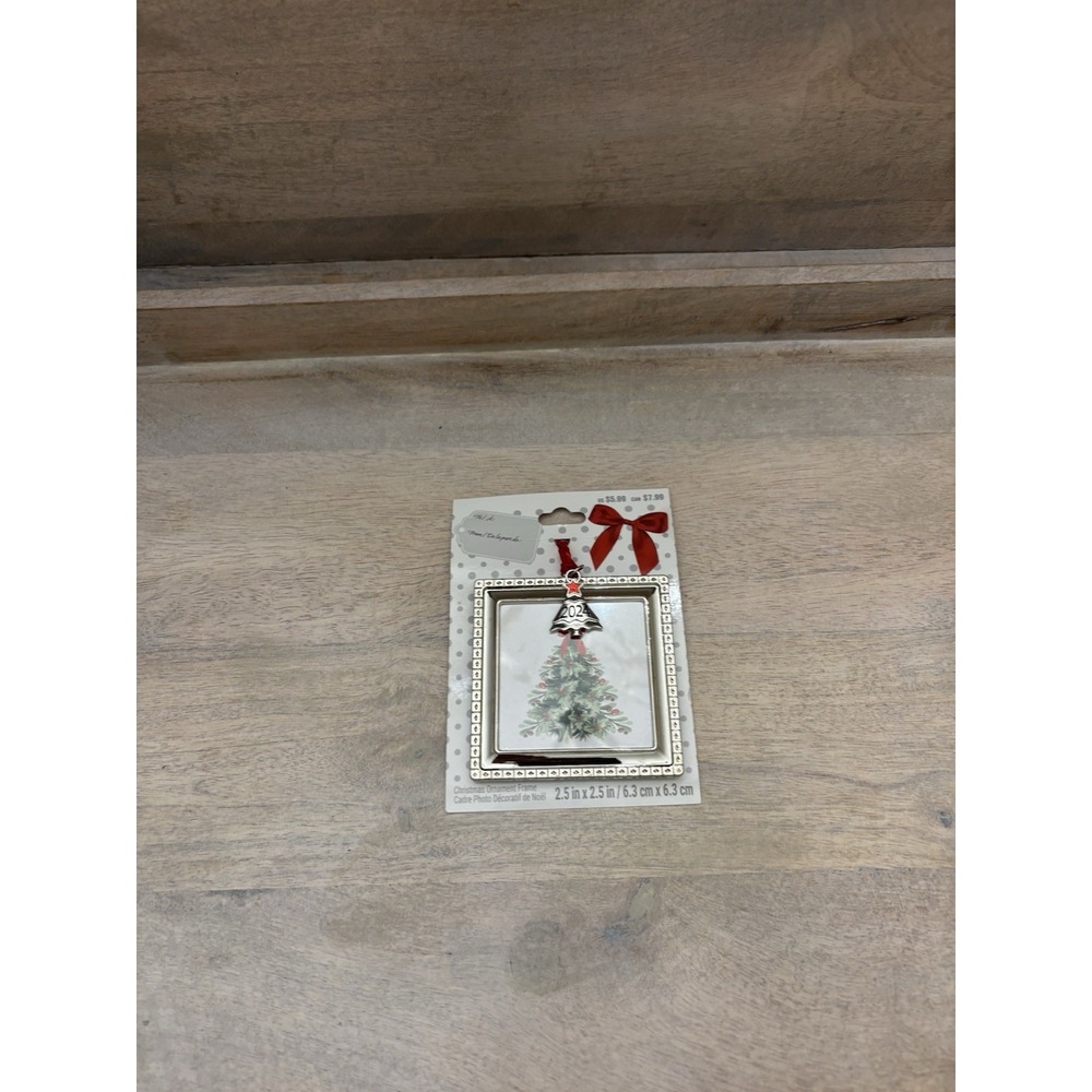 🎄2024 CHRISTMAS TREE ORNAMENT PHOTO PICTURE FRAME SILVER SQUARE 2.5 Inch‎ X 2.5